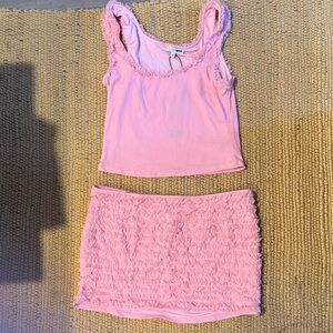 Fashion Nova Pink Ruffled Tank Top